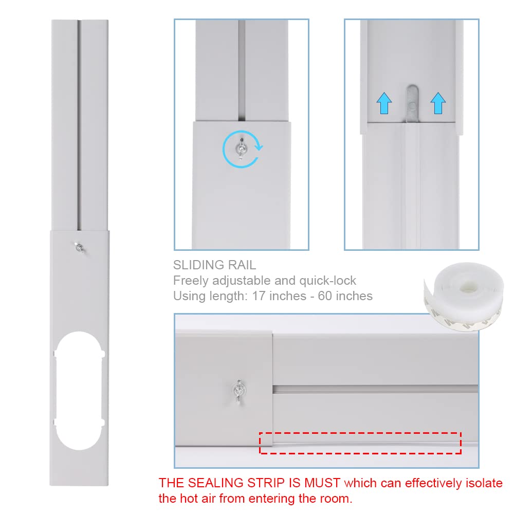 Portable Air conditioner Window Kit, Adjustable Vertical/Horizontal Sliding Window Kit Plate for Unit, AC Window Vent Seal Suitable for 5.9” AC Exhaust Hose
