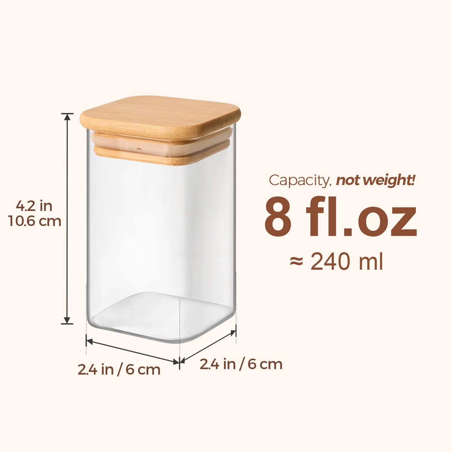 ComSaf 6Pcs 8oz Spice Jars with Label Trial Set, Glass Spice Bottle with Bamboo Lids Supplementary Set, Spice Container, Perfect for Ktichen Starter