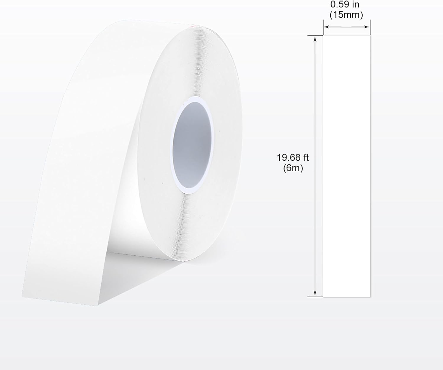 SUPVAN E10 & E11 & E16 Label Maker Tape, 4 Rolls 15mm x 6m Genuine Continuous Laminated Thermal Label Tape Refill, Waterproof Oilproof Child-Safe Durable Auto Detect Labels, Black on White