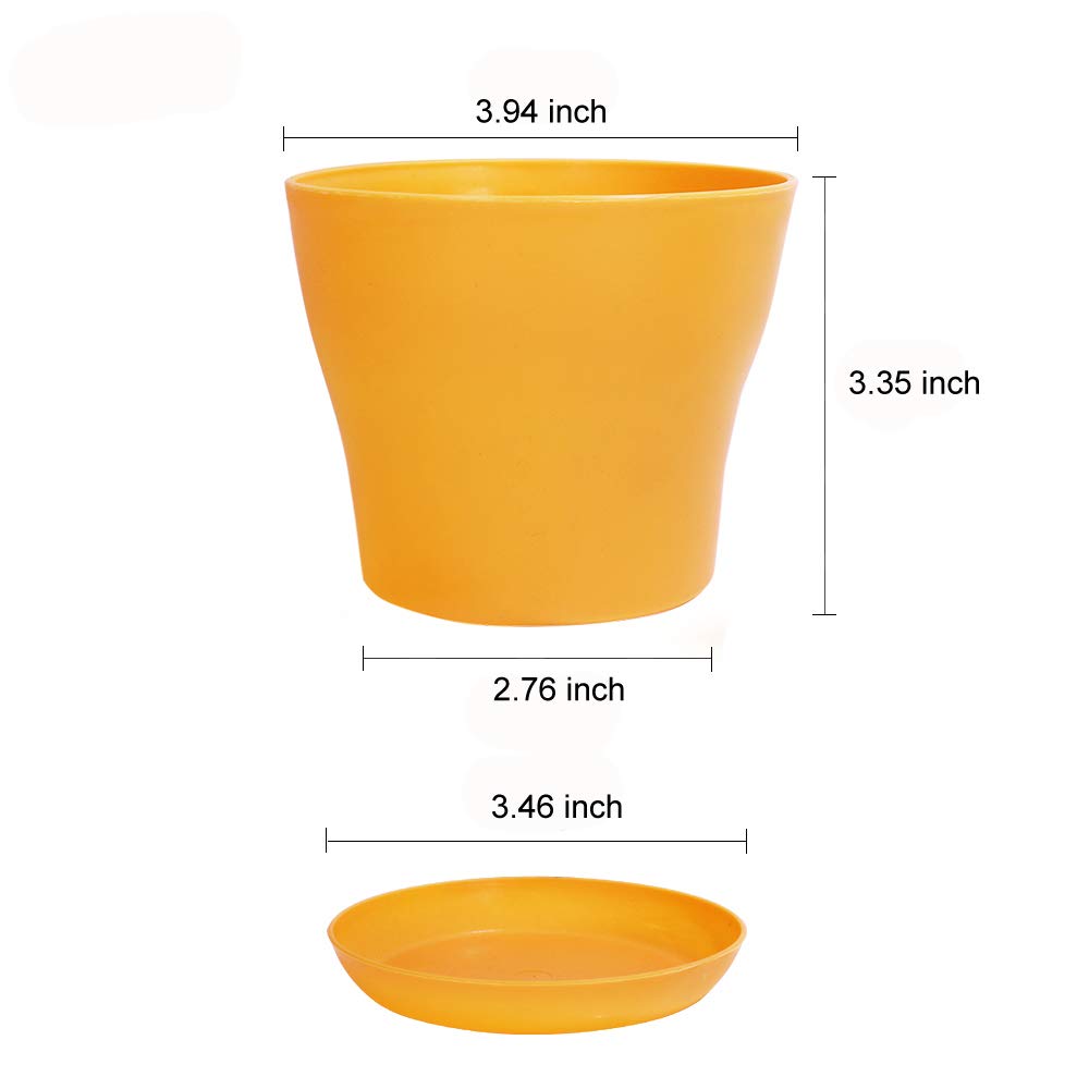 Flower Pots, Happybase 8 Pack 4 Inch Plastic Planters Indoor Flower Plant Pots, Modern Decorative Gardening Pot with Drainage for All House Plants, Flowers, Herbs