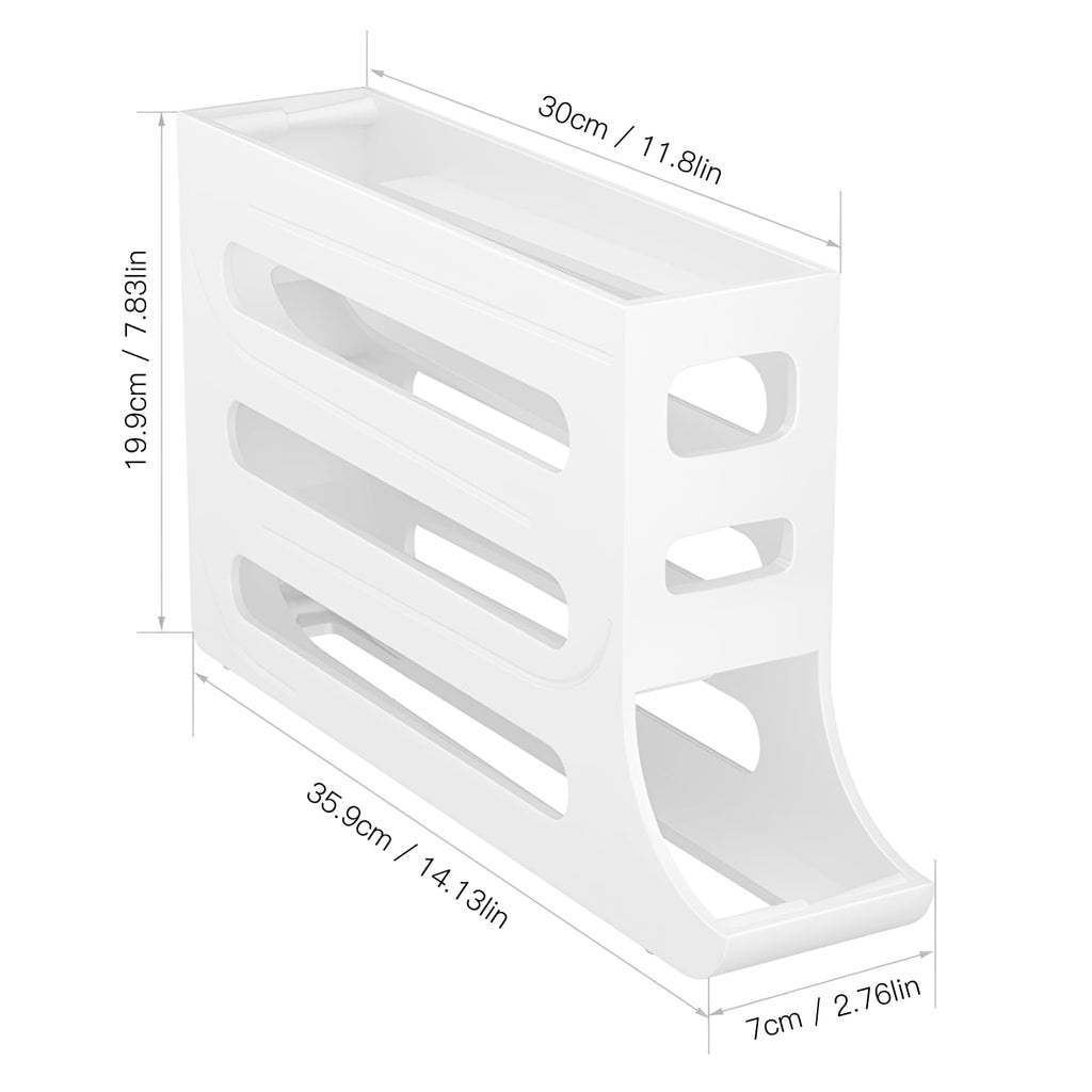 Sipobuy 4-Tier 28 Eggs Automatic Rolling Egg Dispenser, Space-Saving Egg Tray Organizer Holder for Refrigerator/Kitchen/Cabinets/Countertop and Dining Table (White)