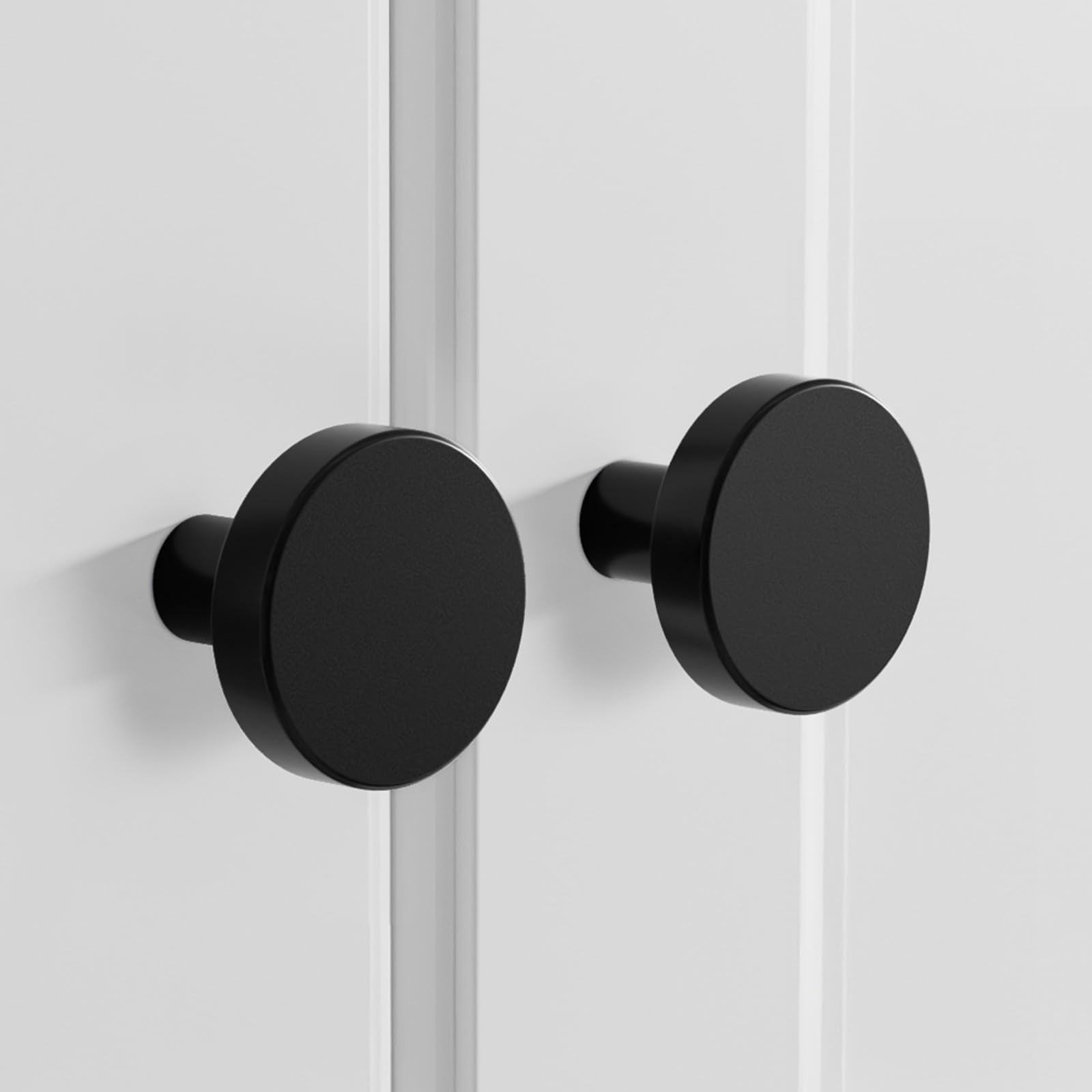 homdiy 10 Pack Black Cabinet Knobs Round Dresser Knobs, Aluminum Alloy Kitchen Cabinet Knobs, Closet Door Knobs Solid Black Knobs for Dresser Drawers