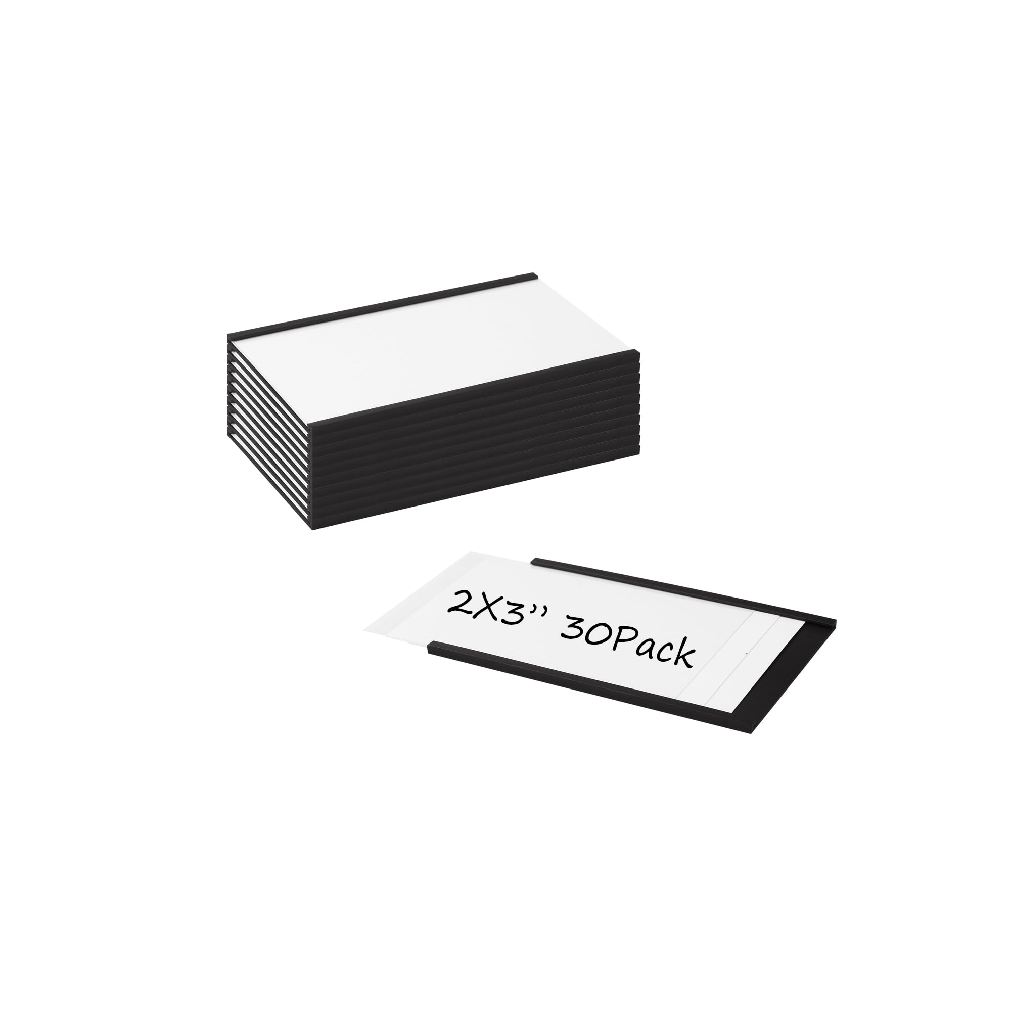 Realth Magnetic Label Holders 2'' x 3'' 30 Pack, Magnetic File Cabinet Labels with Paper Inserts and Clear Plastic Protectors, Magnetic Labels for Shelving and Metal Racks