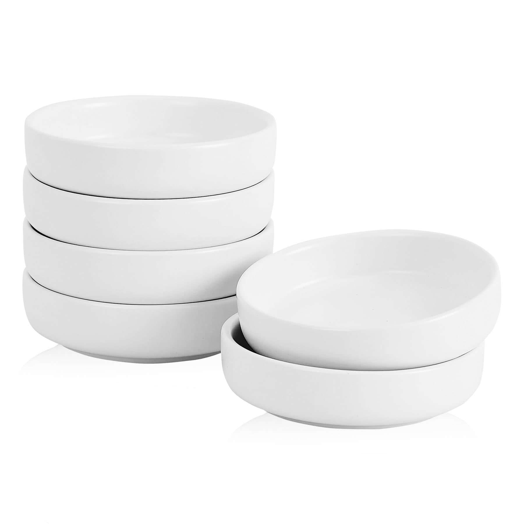 Swuut Ceramic Soy Sauce Dish,3.5 Inch Dipping Bowls Side Dishes Set of 6, Small Appetizer Pinch Dip Bowls for Condiments, Sushi,Kitchen Ketchup, BBQ (White)