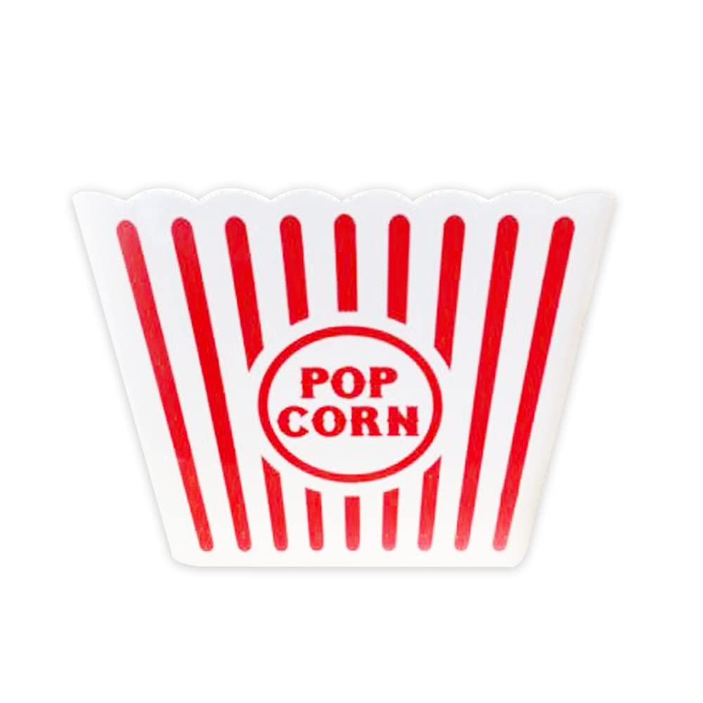 Novelty Place Plastic Popcorn Bowl, Red & White Striped Classic Popcorn Containers for Movie Night - 9.25" Square x 5.9" Deep (1 Pack)