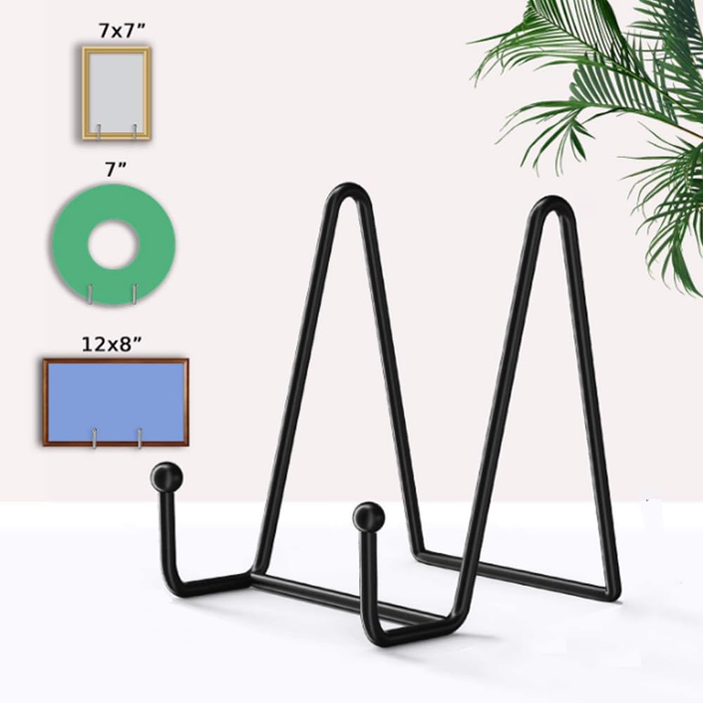12 Pcs Black Iron Plate Brackets for Display Packaging Used for Decorative Metal Wire Frames Mostly for Holding Plates Pictures Photos Tabletops Tableware and Tabletop Art Convenient and Beautiful