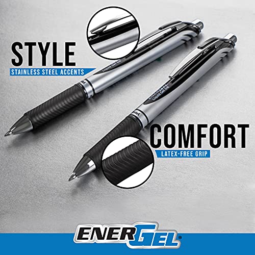 Pentel EnerGel RTX Retractable Liquid Gel Pen, Passion Expressions Pack, 0.7mm, Metal Tip, Medium Line, Assorted Ink, Pack of 8 Pens (BL77XPASBP8M)