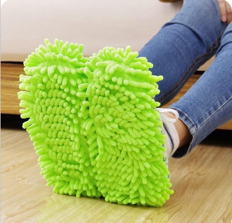 FEATHERHEAD Bontip 4 Pairs (8 Pieces) Unisex Washable Dust Mop Slippers Shoes Microfiber Cleaning House Mop Slippers Multifultional Floor Cleaning Shoes Cover for House Kitchen Office (Free Size)