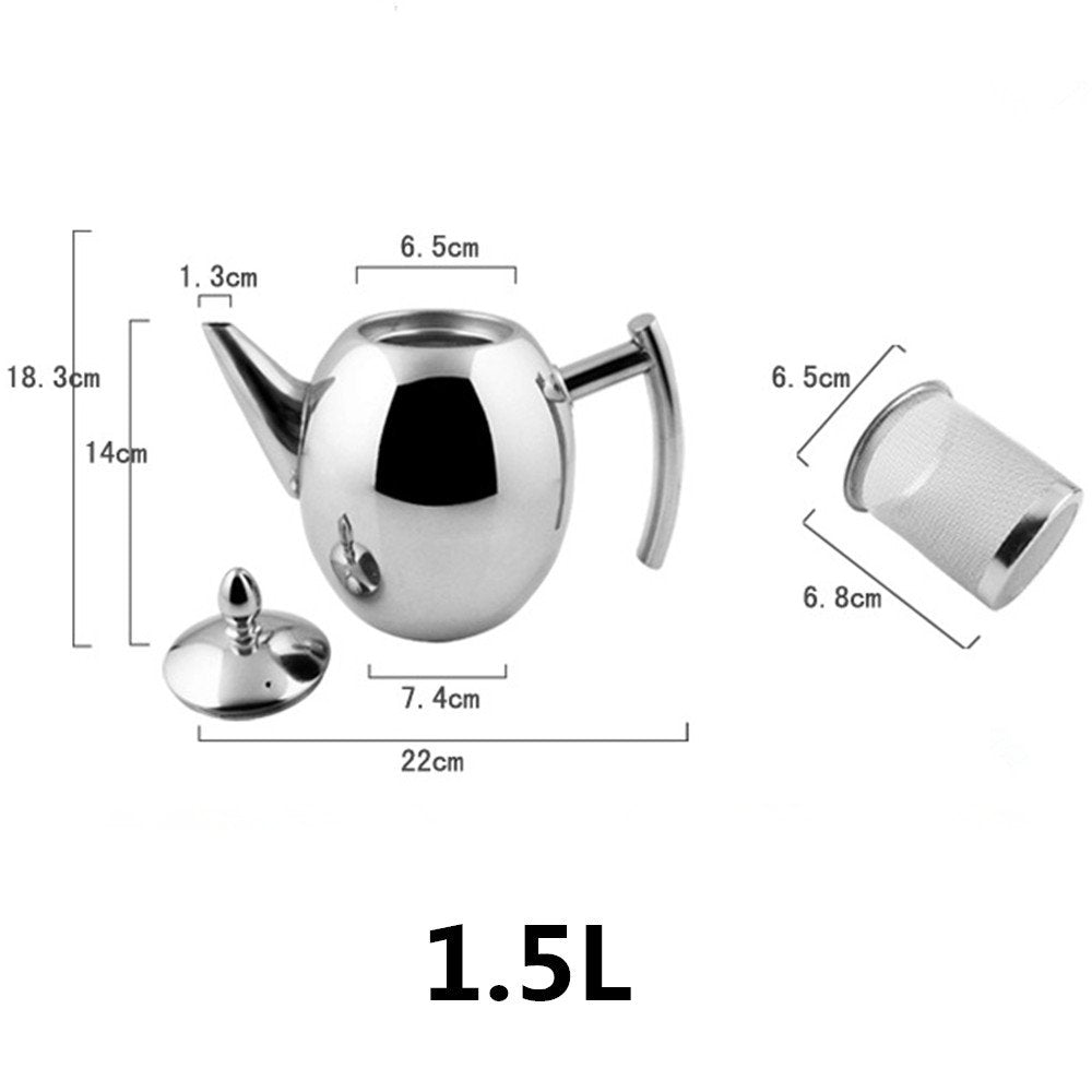 One-Pine Stainless Steel Teapot Set with Infuser Filter and Lid, Large Capacity 1.5 L/51 oz Diffuser Pot for Loose Tea, Green Tea, Coffee (Silver)