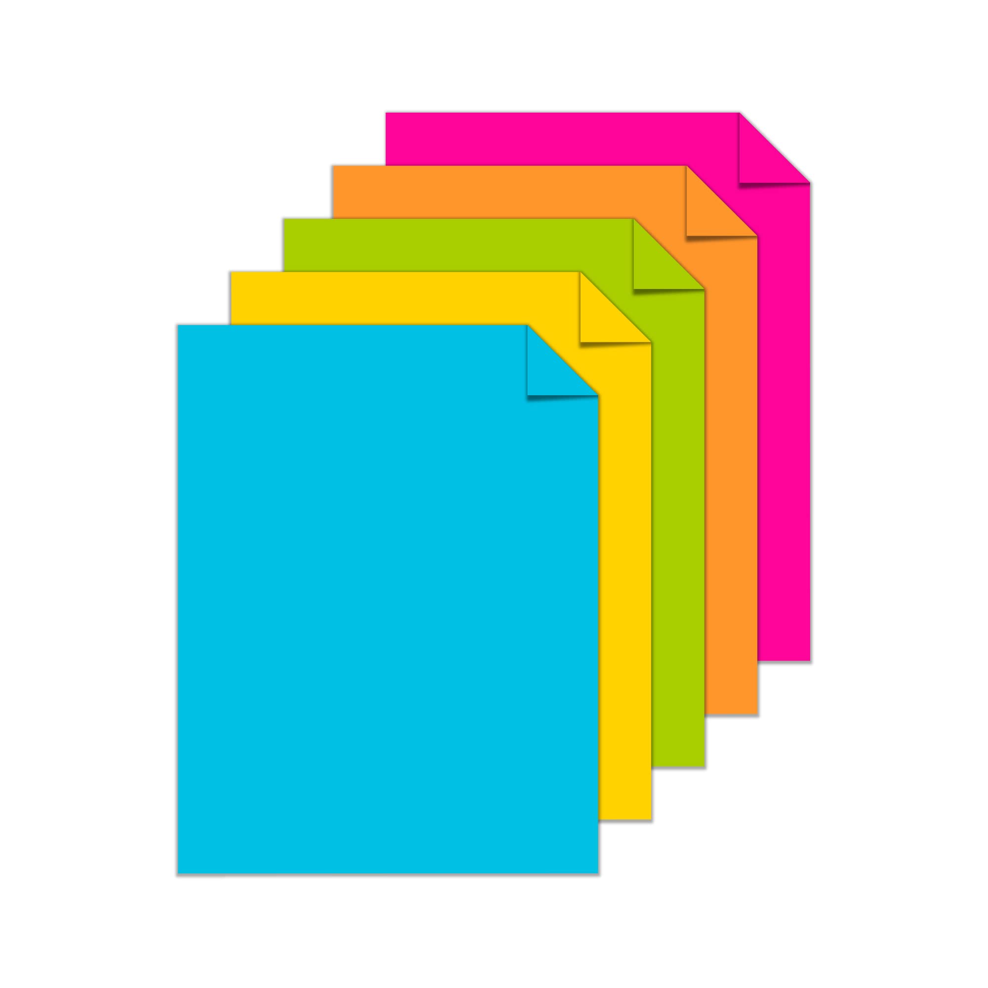 Astrobrights Color Paper, 8.5” x 11”, 24 lb / 89 gsm, “Brights” 5-Color Assortment, 500 Sheets