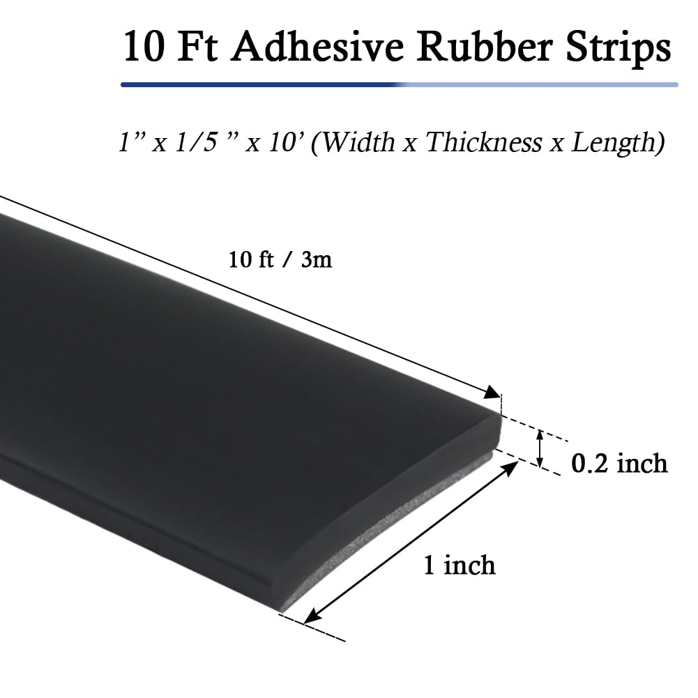 Neoprene Rubber Strips Self Adhesive Solid Rubber Sheets, Rolls & Strips for DIY Gaskets Crafts Pads Seals Warehouse Flooring Neoprene Sheet with Adhesive Backing (1, 1” Wide x 1/5" Thick x 10' Long)