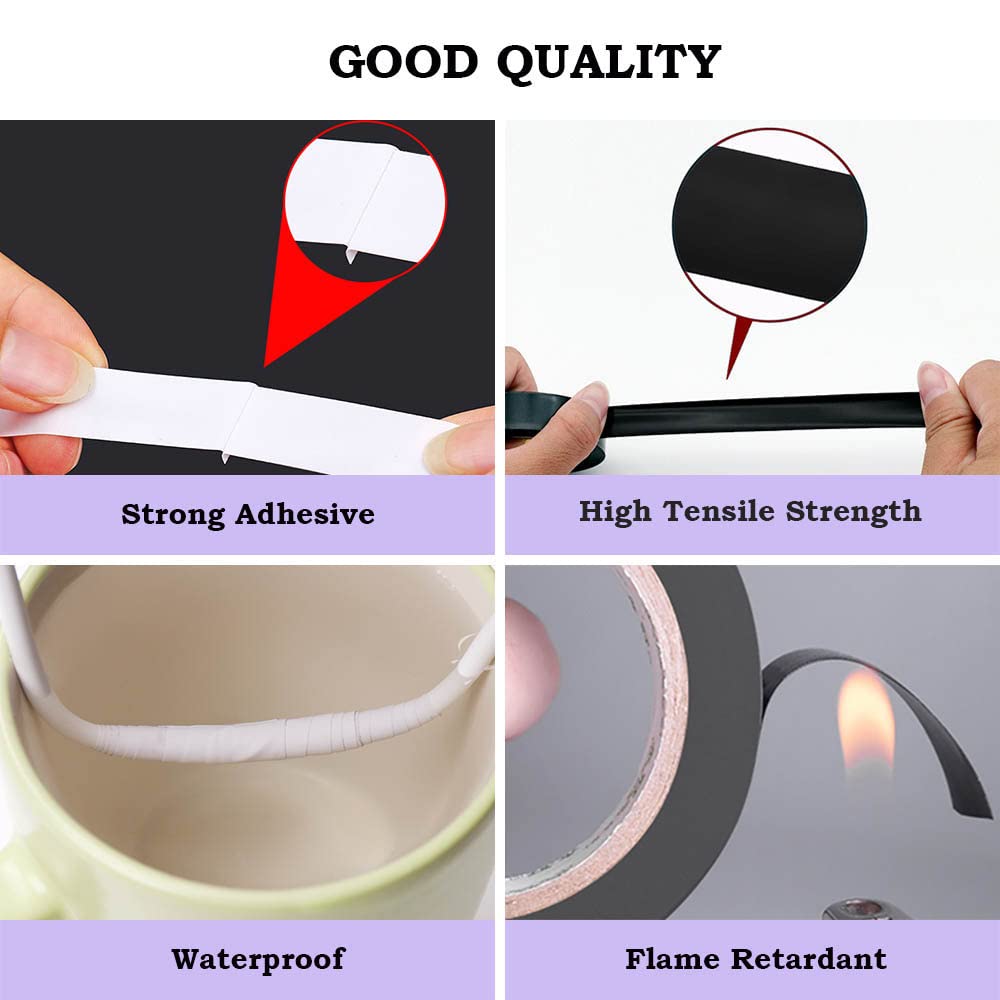 HEYSTYLE 10 Rolls PVC Electrical Tape, 3/4 in x 60 ft, Flame Retardant and Waterproof, Strong Adhesive Insulation Tape, UL Listed–Rated for Max. 600V and 80°C Use (Black)