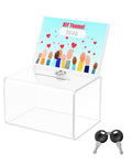 Uniclife Acrylic Donation Box for Fundraising, Clear Suggestion Box with Slot and Lock, Plastic Storage Container with Sign Holder, Ballot Boxs for Charity Tip Collection, 6.3" x 4.6" x 4"