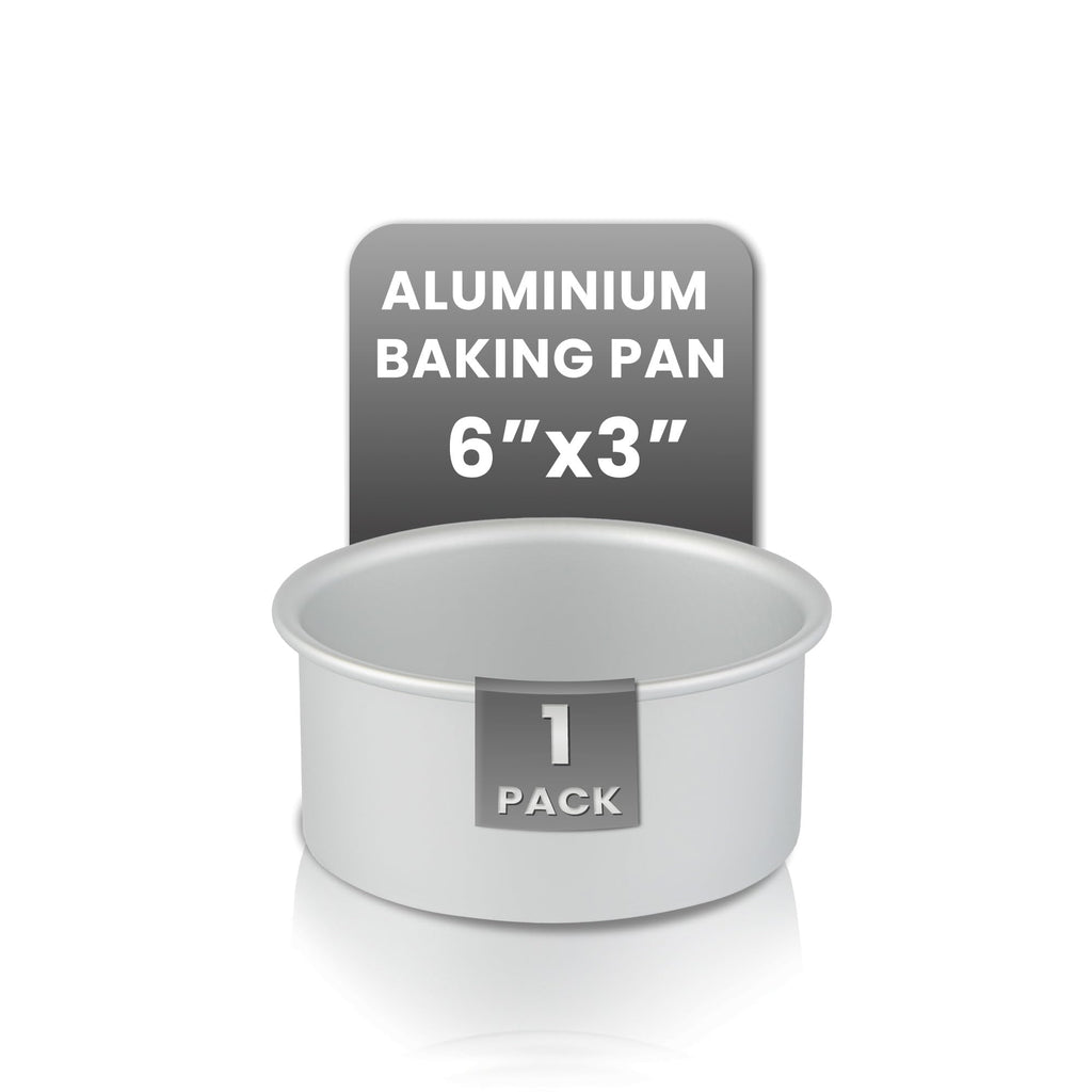 Restaurantware-Met Lux 6 x 3 Inch Straight-Sided Baking Tin, 1 Round Cake Pan - Oven-Ready, Freezable, Anodized Aluminum Round Baking Pan, Greaseproof, for Layer Birthday Cake
