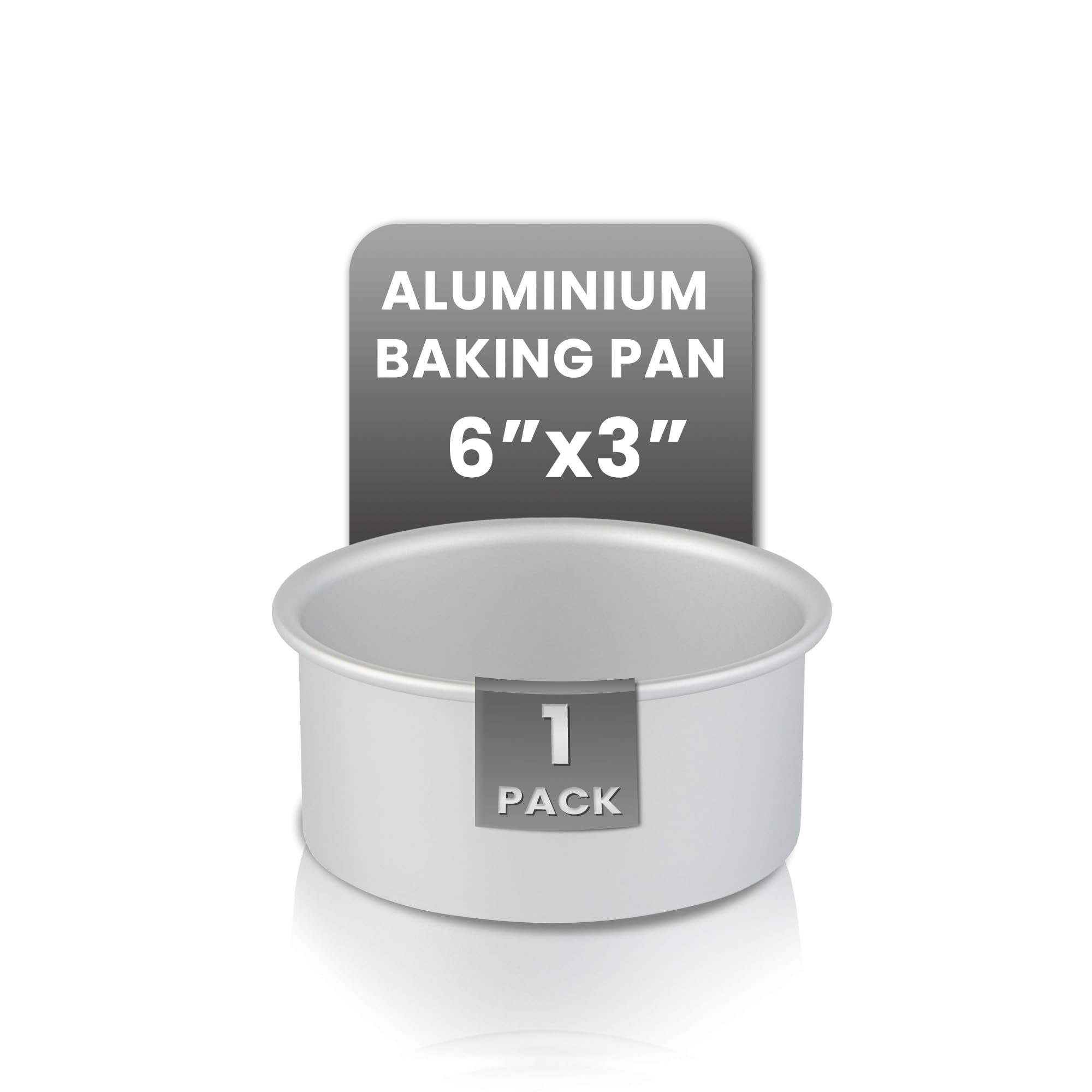 Restaurantware-Met Lux 6 x 3 Inch Straight-Sided Baking Tin, 1 Round Cake Pan - Oven-Ready, Freezable, Anodized Aluminum Round Baking Pan, Greaseproof, for Layer Birthday Cake
