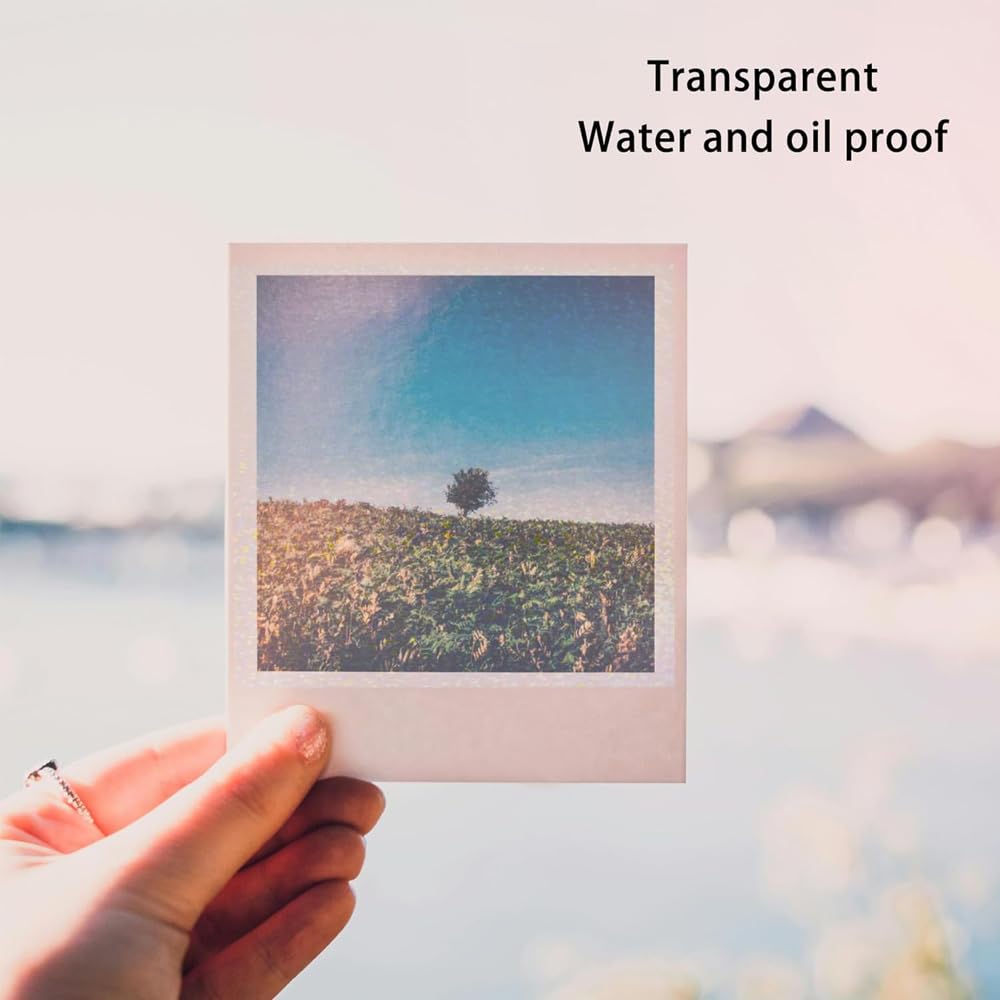 72 Sheets 8.25 x 11.7 Inches Vinyl Holographic Sticker Paper,Clear Overlay Lamination Sticker Paper, 8 Styles Mixed Transparent Holographic Vinyl Sheets, Glitter Laminate Film