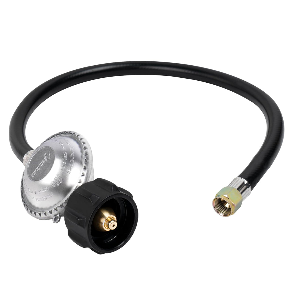SHINESTAR 2 Feet Propane Regulator and Hose, Replacement Grill Part for Weber Spirit/Genesis, Blackstone 28"/36" Griddles, Patio Heater, Fire Pit and More, 3/8" Female Flare for Most LP Gas Grills