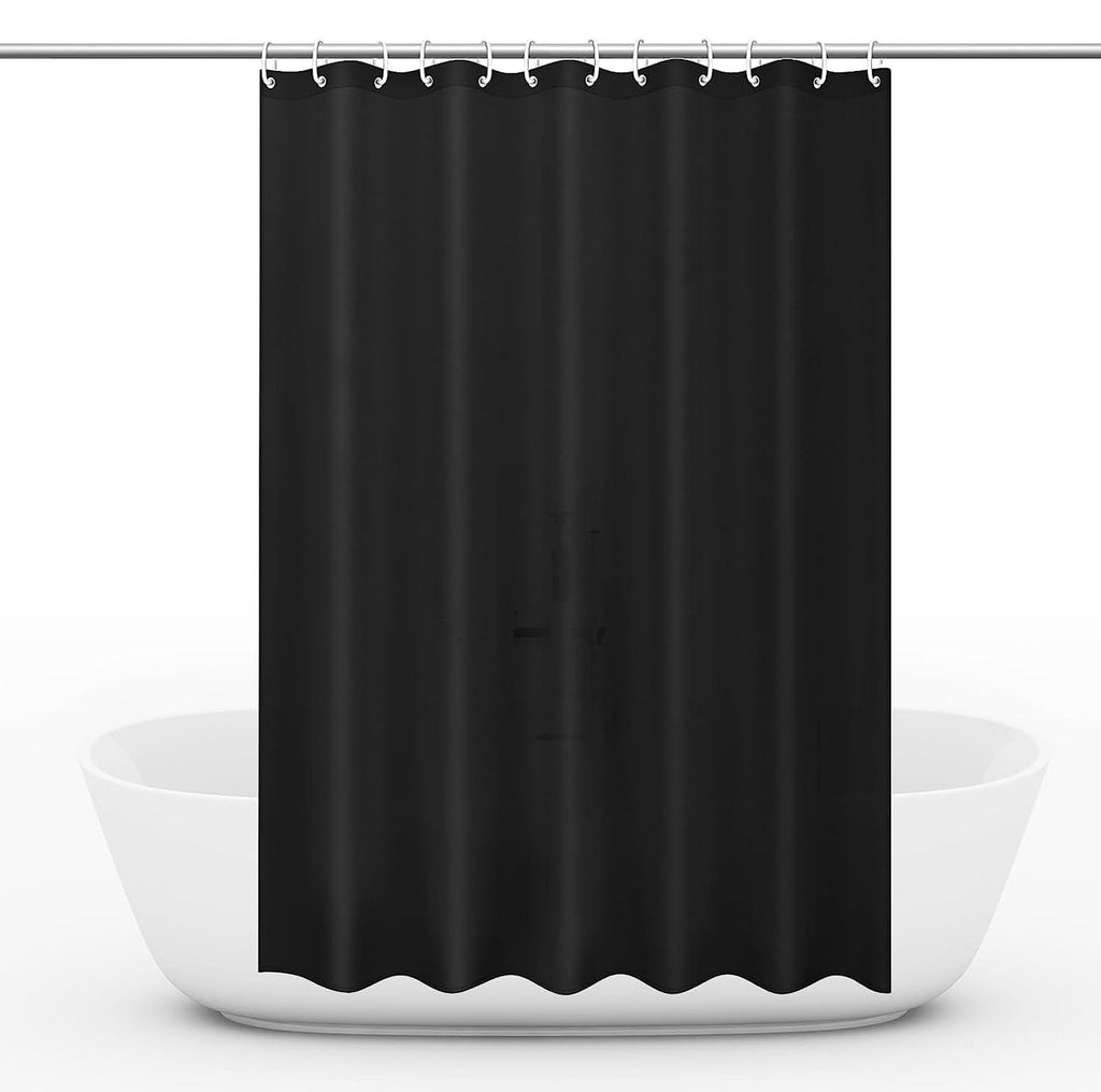 Keliniz Fabric Black Shower Curtain Liner 72x72 Inches Long,Washable Soft Cloth Bathroom Curtain with 12 Hooks, Decorative Luxury Spa Shower Liner,Water Repellent,Wrinkle-Free, 183x183CM