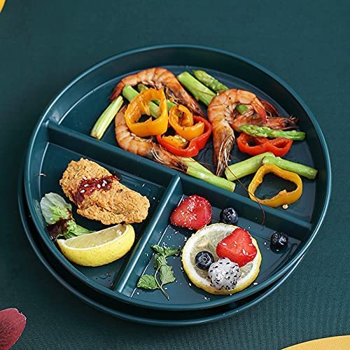 CookTaitai Unbreakable 9 Inch Wheat Plastic Round Gird Plates Set, Divided Plates for Adults, Kids Plates, Microwave and Dishwasher Safe,BAP-Free, Set of 6 (Multicolor)