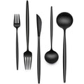 30-Piece Black Silverware Set, Flatware Set for 6, Food-Grade Stainless Steel Tableware Cutlery Set, Utensil Sets for Home Office Restaurant Hotel, Dishwasher Safe