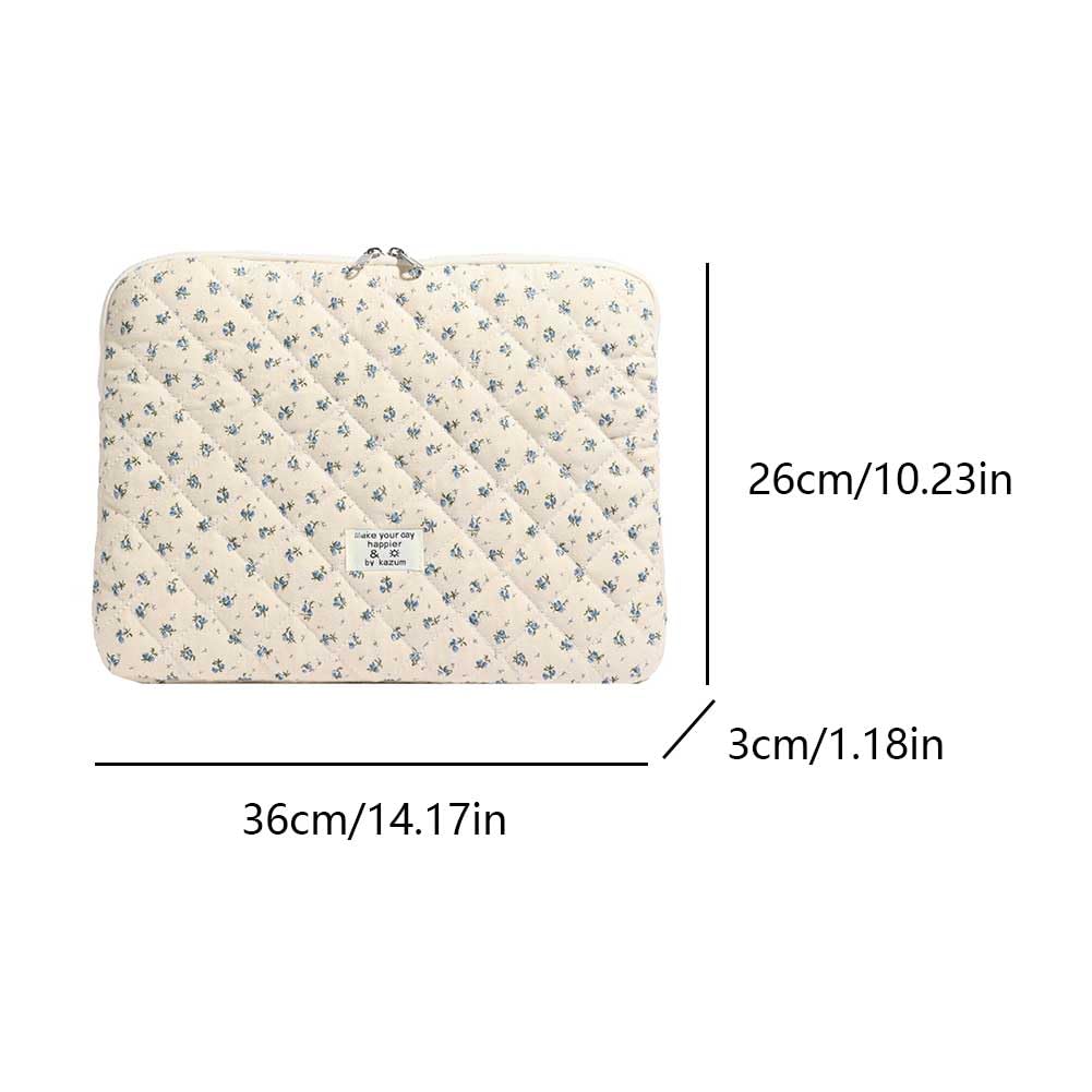 HICARRY Cute Laptop Sleeve 13 Inch Quilted Laptop Case Flower Print Laptop Protective Case Puffy Protective Cover for MacBook