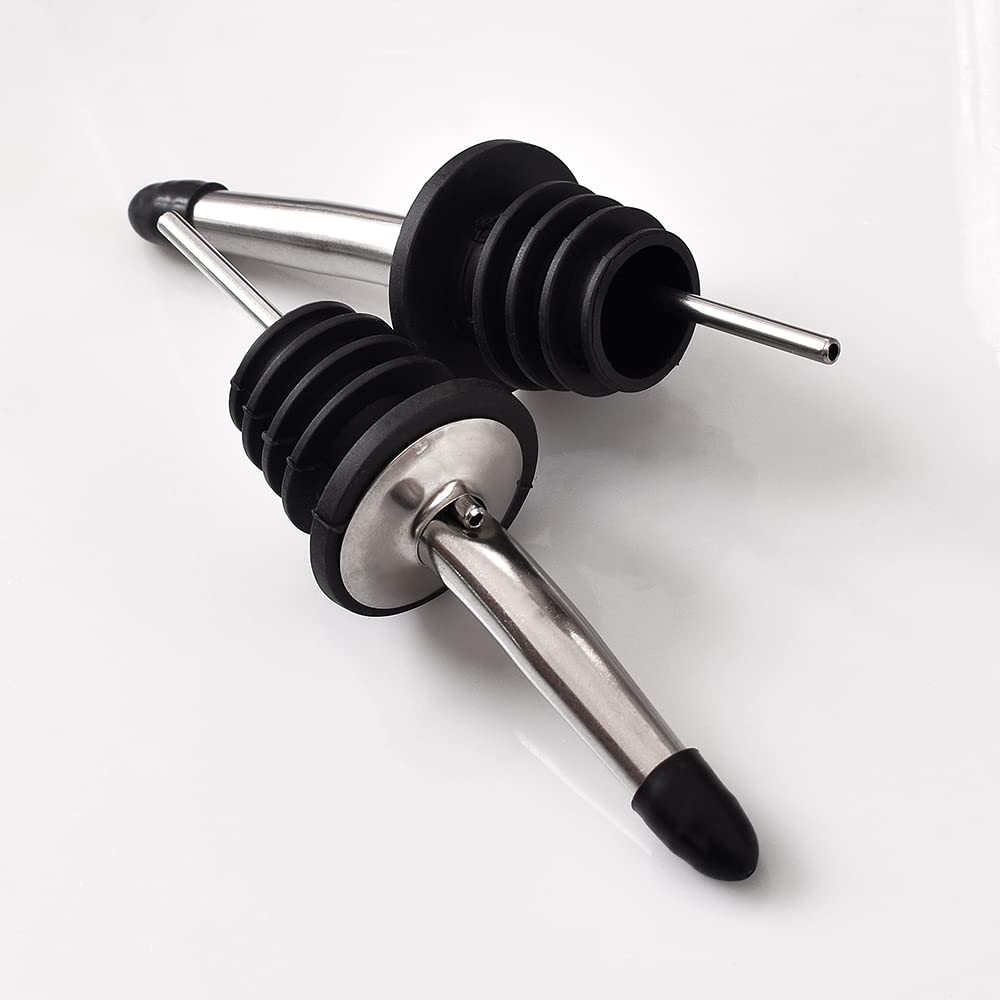 Newk Stainless Steel Pourers - 24 Packs of Classic Bottle Pourers with Conical Spout and Rubber Stoppers, Suitable for Pouring Liqueurs, Vinegar, Syrup or Olive Oils