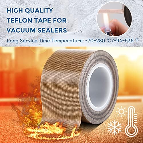 Teflon Fabric Tape, 2 Inch 30 Feet PTFE Tape for Vacuum Sealer Machine, Hand Impulse Sealers Insulation PTFE Coated Fiberglass Adhesive Tape Compatible with FoodSaver Seal A Meal Weston Cabella