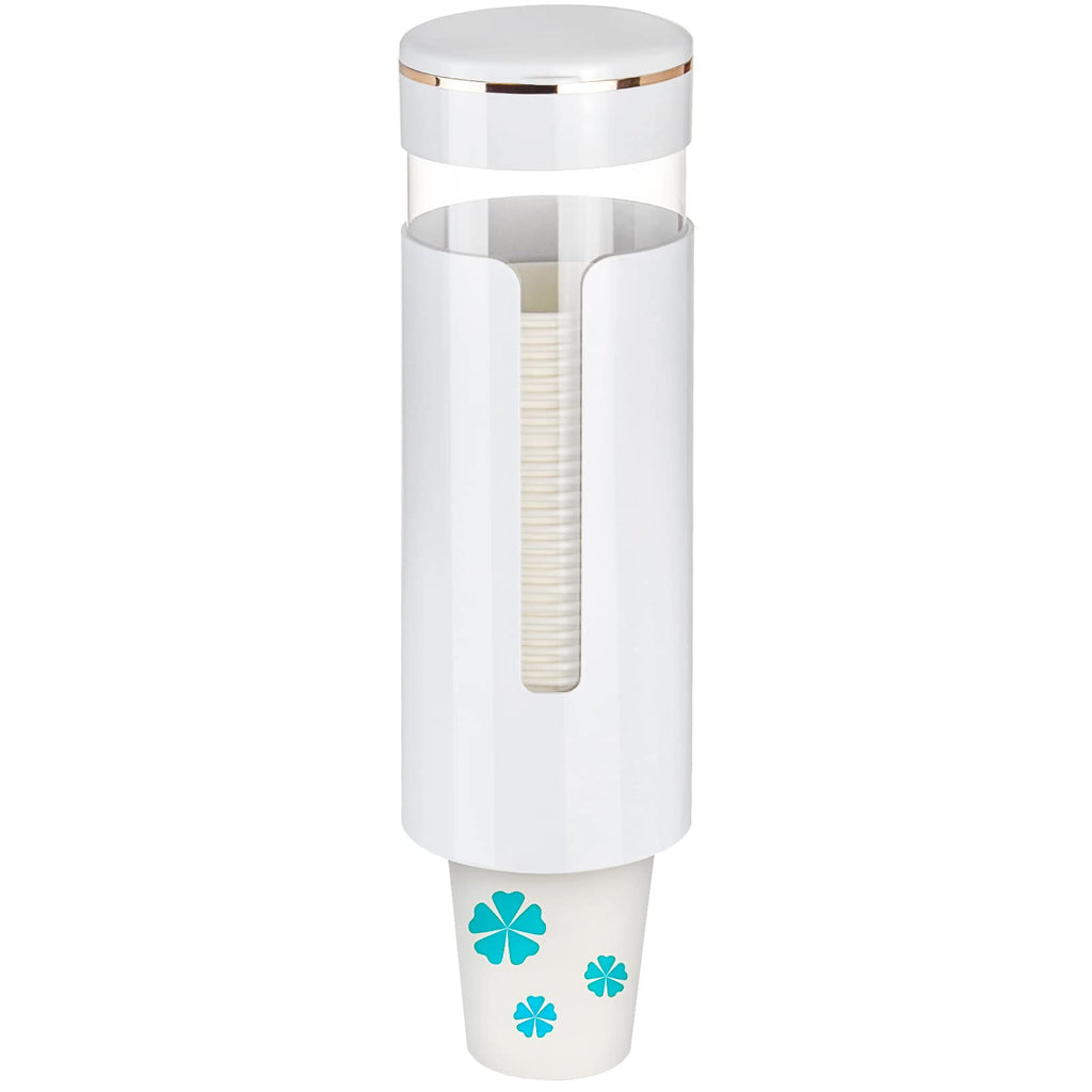 Cup Dispenser, Pull Type Water Cooler Cup Holder Fit 4oz-7oz Disposable Cups, Upgraded Wall Mounted Mouthwash Cup Dispenser for Bathroom Office Gym School (White)
