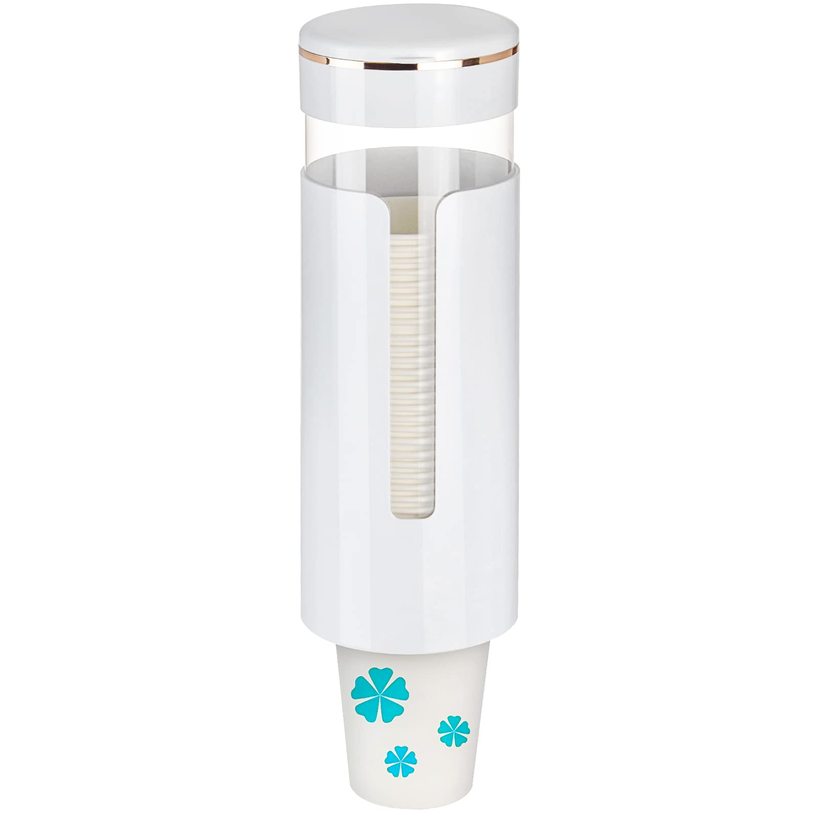 Cup Dispenser, Pull Type Water Cooler Cup Holder Fit 4oz-7oz Disposable Cups, Upgraded Wall Mounted Mouthwash Cup Dispenser for Bathroom Office Gym School (White)
