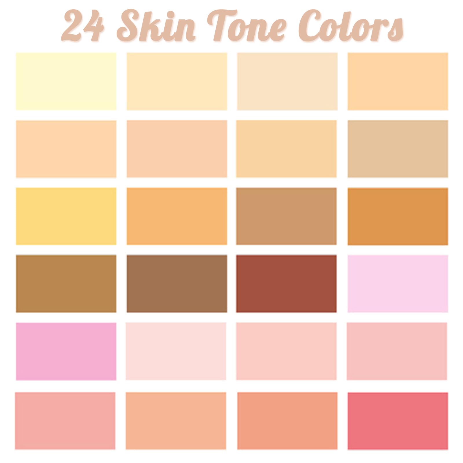 24 Colors Skin Tone Acrylic Markers, Anime Pro Soft Brush Tip Liquid Ink Pens, Quick-Dry Non-Bleed Skin Colour Markers for Waterproof Art on Canvas, Rocks, Glass, Paper