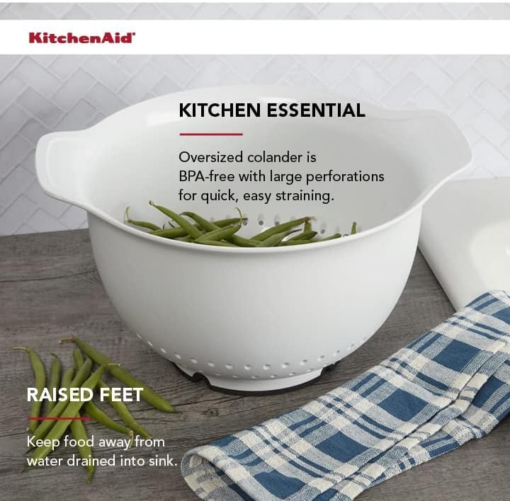 KitchenAid - Plastic Colander, Kitchen Tools (5qt, White)