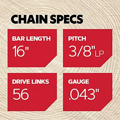 Oregon R56 AdvanceCut Chainsaw Chain for 16-Inch Bar -56 Drive Links – Low-Kickback Chain fits Greenworks, Makita, EGO, DeWalt and More