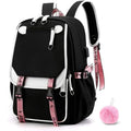 Uplayteck School Backpack 20 Liter Capacity, Black Waterproof with Laptop Compartment | Side Headphone Jack and USB Charging Port | Multiple Pockets | Cute Style for Girls, Kids and Teenagers