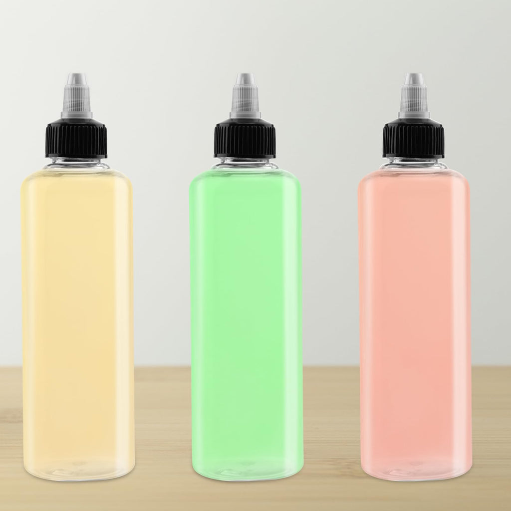 MAHIONG 30 PCS 8 oz Plastic Squeeze Bottles, Round Dispensing Bottles with Twist Top Cap and Funnel for Crafts, Kitchen, Household, Clear