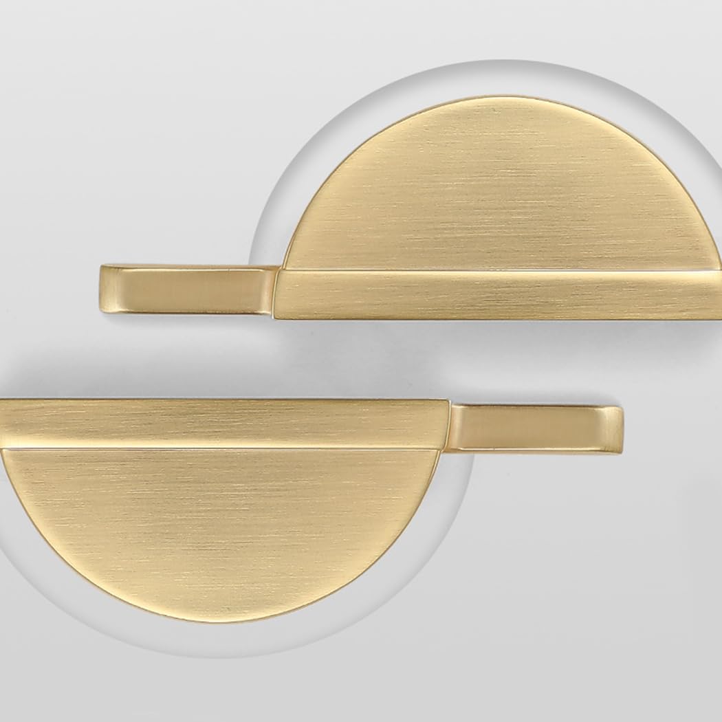 Myxekllo Gold Drawer Pulls Half Moon Drawer Pulls, Brushed Gold Cabinet Pull Handles for Kitchen Cabinet Cupboard Dresser, Hole spacing 2.5 inches 2 Pack