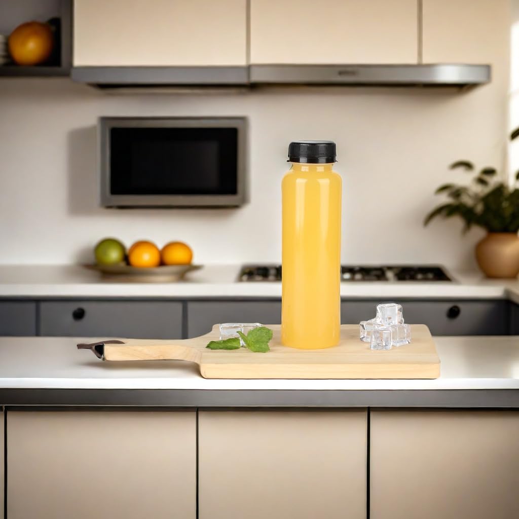 zmybcpack 12 Pack 10oz PP Heat-Resistant Plastic Juice Bottles With Caps(Dishwasher Safe) -Plastic Smoothie Bottles-Reusable Bulk Beverage Containers with Lids For Juice, Beverage