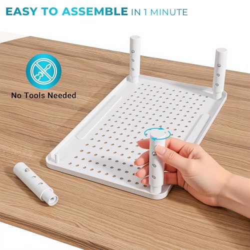 BONTEC 2 Pack Monitor Stand Riser, 3 Height Adjustable Monitor Stand for Desk, Computer Monitor Riser Stand with Mesh Platform for Laptop, Computer, iMac, PC (White)