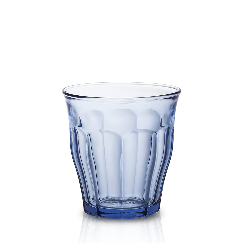 Duralex Le Picardie Collection| Water Glass, Juice and Soda and Cocktail 25 cl, 4 Colours Green Blue Purple Grey| Set of 4, Heavy Duty Glass, Dishwasher Safe, Made in France