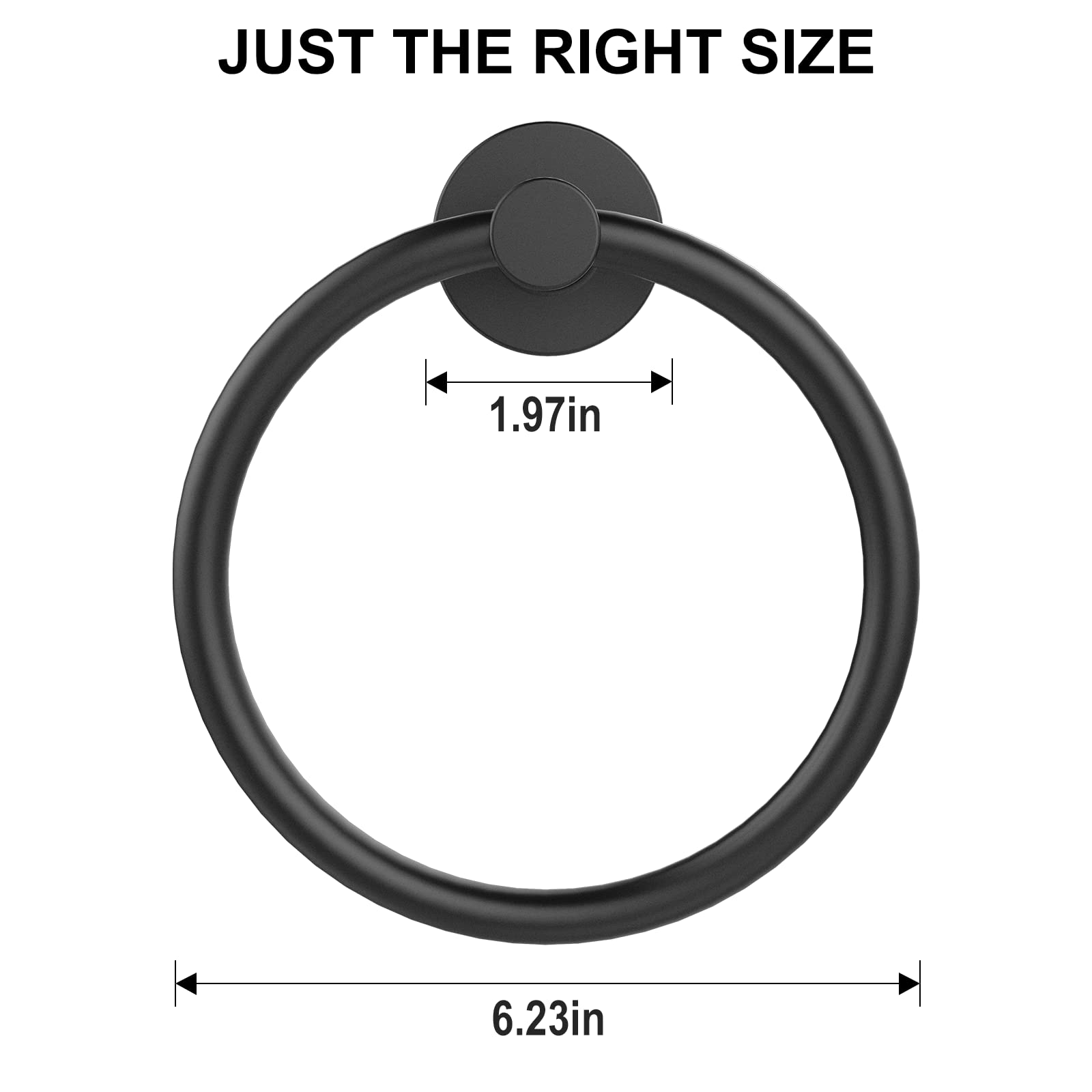 SetSail Towel Holder for Bathroom Wall Matte Black Ring Stainless Steel Heavy Duty Hand Towel Hanger for Kitchen, 2 Pack