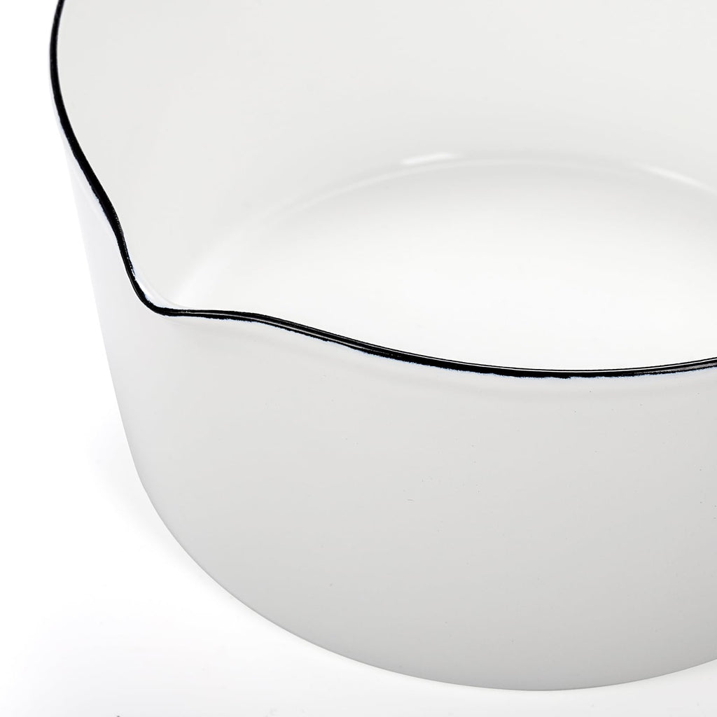 Peohud Enamel Milk Pan, 37 Oz Milk Boiling Pot Stovetop Safe, Mini Butter Warmer Pan with Pour Spout, Nonstick Enamel Saucepan, Milk Melting Boiling Pot for Stove Top, White