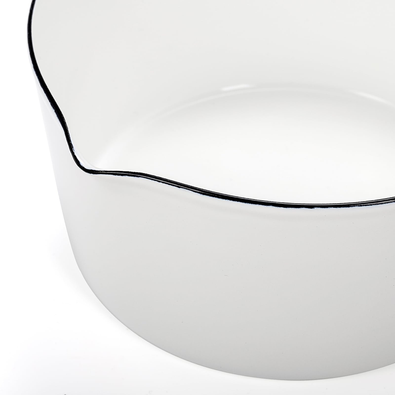 Peohud Enamel Milk Pan, 37 Oz Milk Boiling Pot Stovetop Safe, Mini Butter Warmer Pan with Pour Spout, Nonstick Enamel Saucepan, Milk Melting Boiling Pot for Stove Top, White