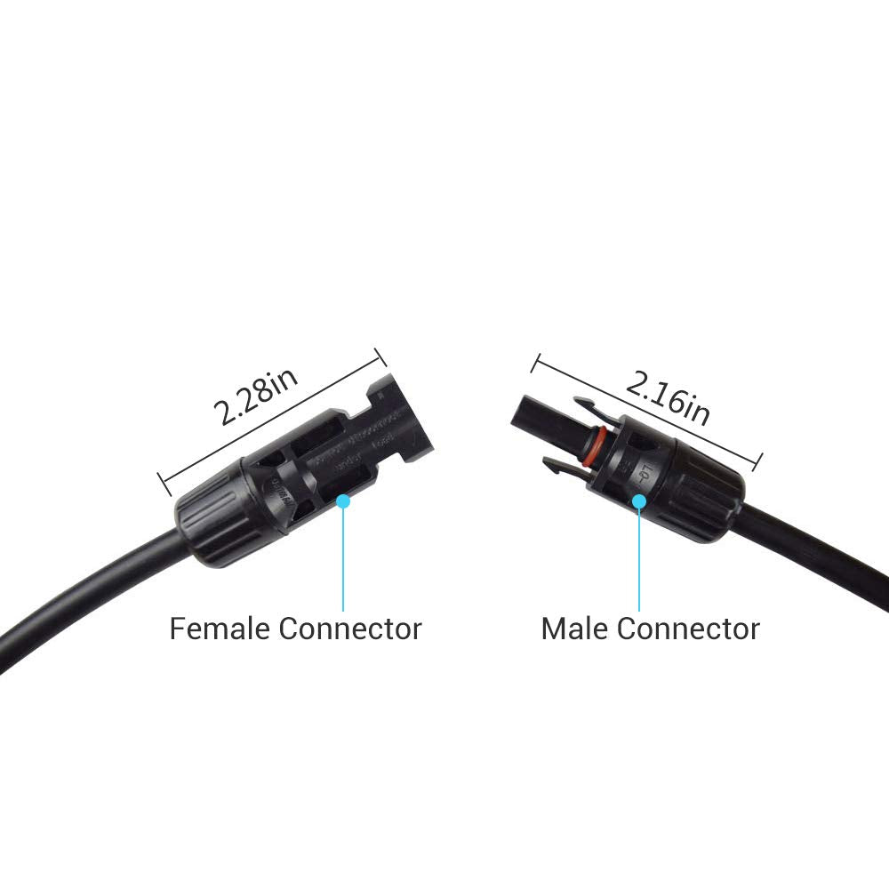Renogy 15 Feet 10AWG Solar Extension Cable with Female and Male connectors (Single)