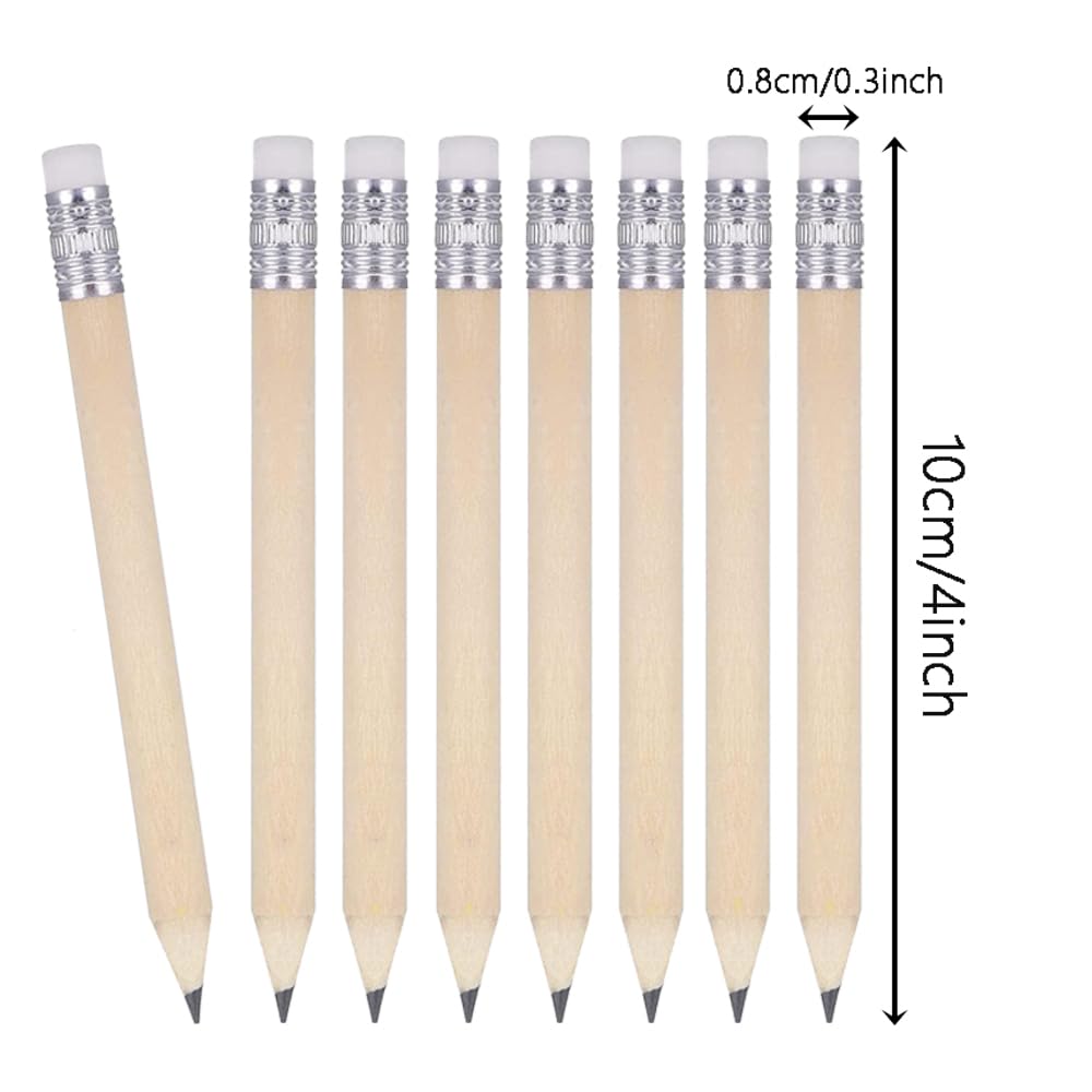 150Pcs Golf Pencils with Eraser 4 Inch 10 Cm Mini Sharpened Wood Pencil Small Bulk Short Round Pencils for School Home (150)