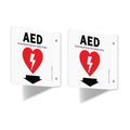 Faittoo AED Sign, AED Automated External Defibrillator with Down Arrow Sign, 6x6 Inches 90D Projection - Acrylic, 2 Pre-Drilled Holes, Includes Matching Screws, Use for Home Office/Business, 2 Pack
