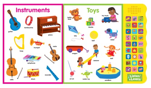 Let’s Learn First Words – Interactive 27-Button Sound Book for Babies & Toddlers with Adorable Art and Real-World Sounds