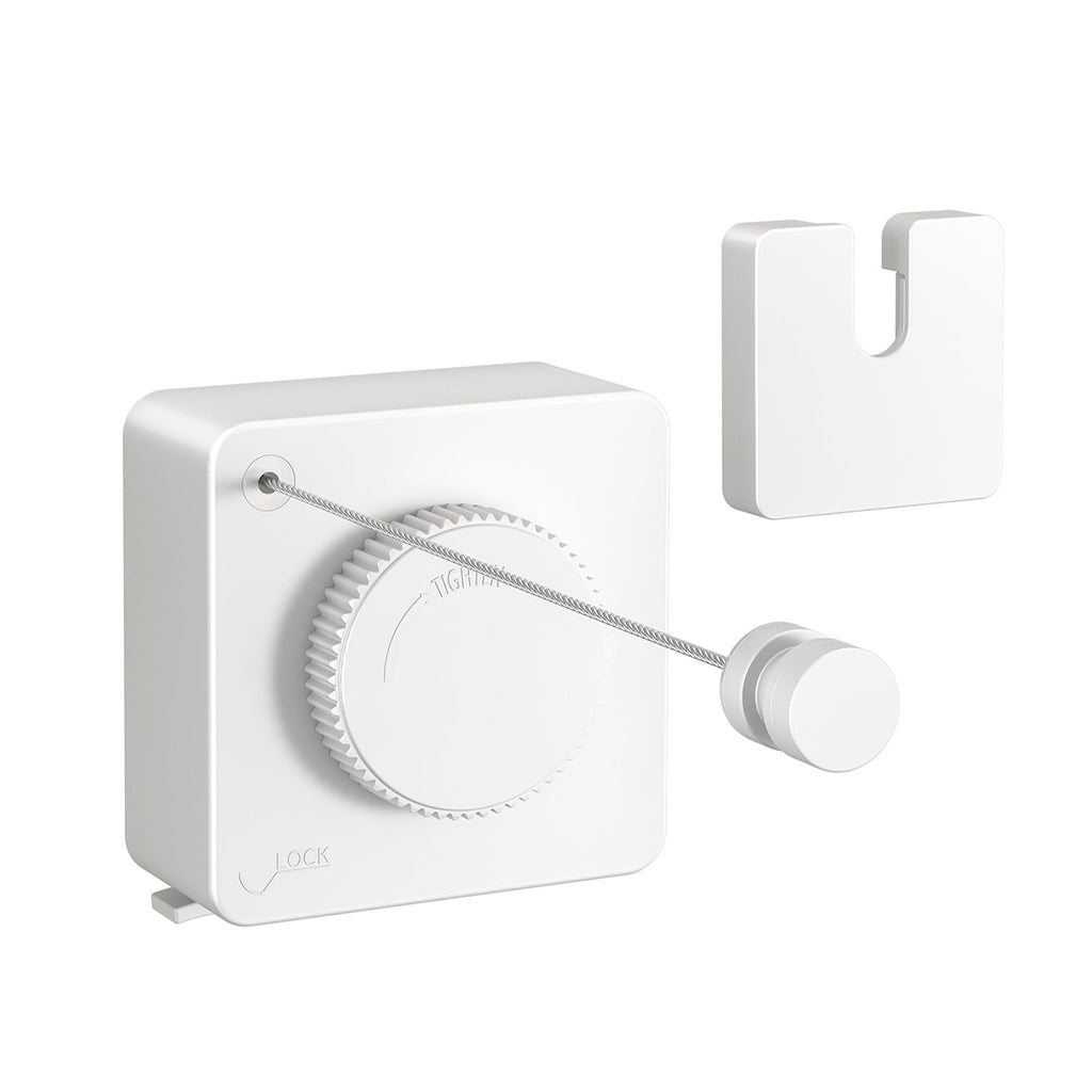 JOOM Retractable Clothesline Heavy Duty Clothes Drying Laundry Line Wall Mounted Easy Hanging Clothes Drying Laundry Line Retracting Hanging Lock to Prevent Sagging (Square,White)