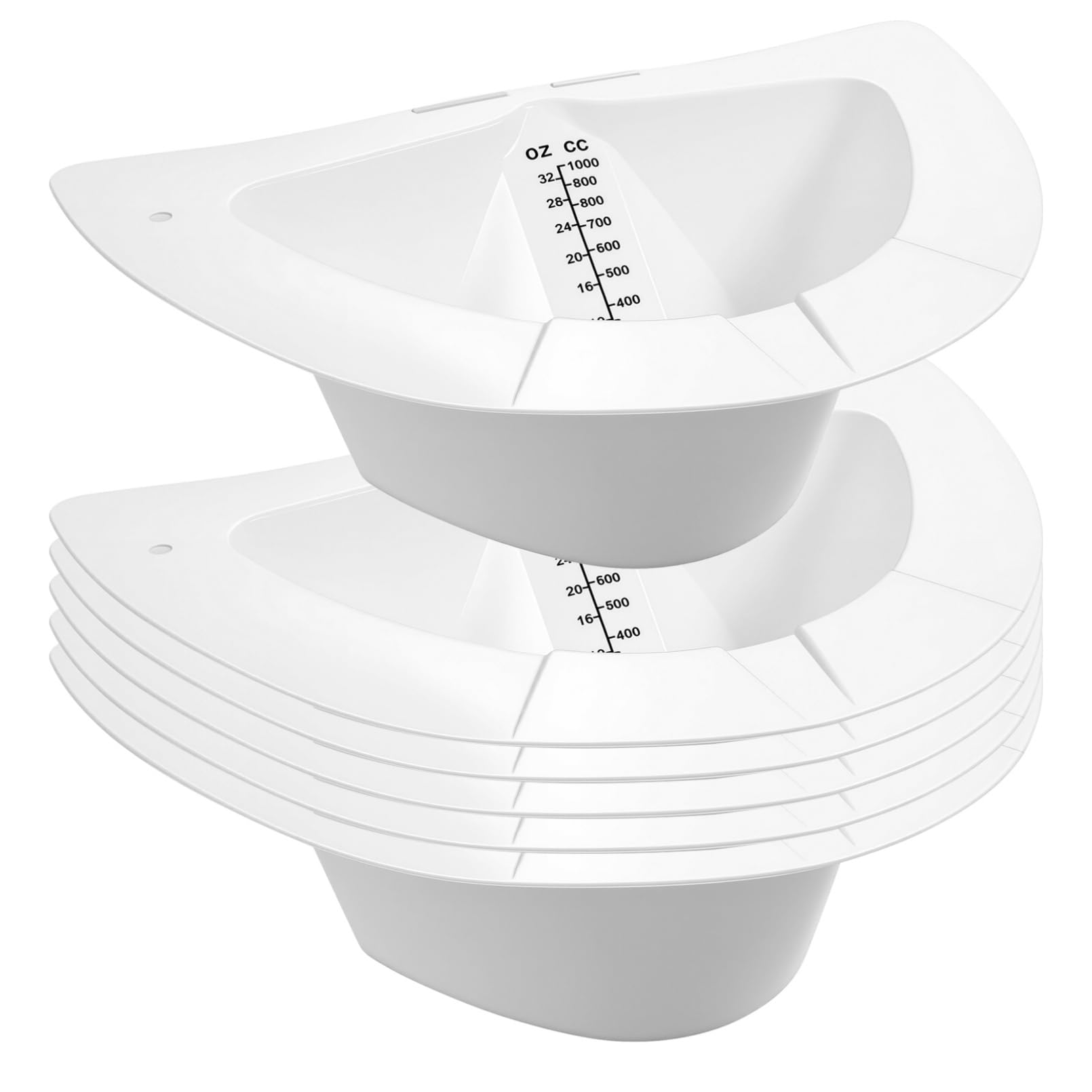 6 PCS Specimen Collector Pan Graduated Urine Hats for Toilets Fits Over Toilets and Commodes 32oz/1000cc Vomit Stool Sample Collection Kit Reusable