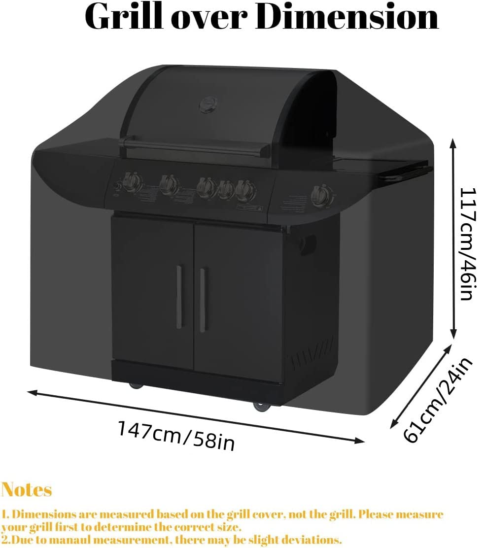58 inch BBQ Cover, Waterproof Gas Grill Cover for Weber, Brinkmann, Char Broil, Holland & Jenn Air, Black(UV & Dust & Water Resistant, Weather Resistant, Rip Resistant) (58 inch light)