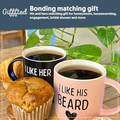 Triple Gifffted Funny Couples Gifts for Christmas, Wedding Anniversary, Engagement, Valentines Day Girlfriend Boyfriend Couple Gift, His & Hers, Bride & Groom, Him & Her, Ceramic, 380ML