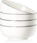 Houlu 40 oz Soup Bowls, Cereal bowls, Pho Bowls, Salad Bowls, Off White Porcelain Bowl Set of 4, 7 inch